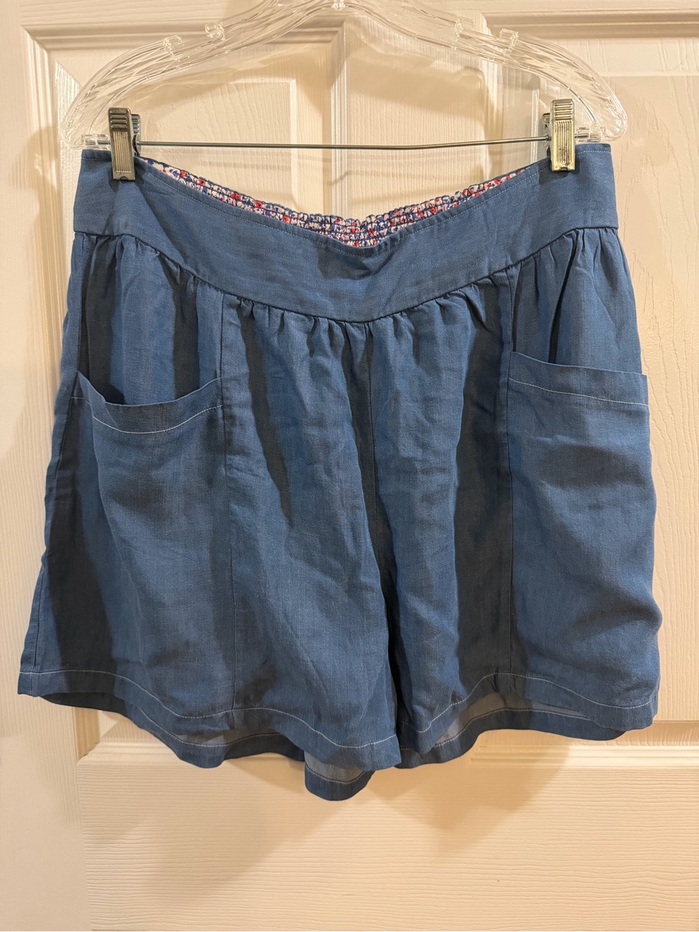 Matilda Jane Blue High-Waist Linen-Blend Pocket Shorts